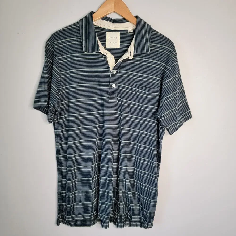 Billy Reid Polo 100% Cotton Stripes Mens XL Golf Preppy Business Casual Coastal